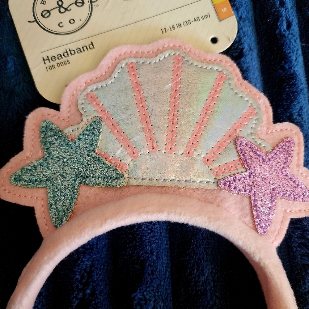 NWT Bond & Co Mermaid Pink Seashell Headband Dog's Size Small / Medium S/M New - Picture 3 of 6
